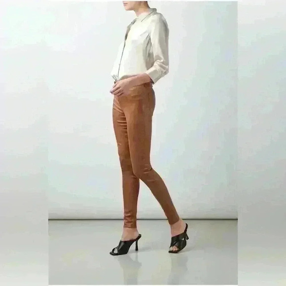 L'agence - Marguerite Coated High-Rise Skinny Jeans - Tan Sz 26 NWOT - Picture 6 of 15
